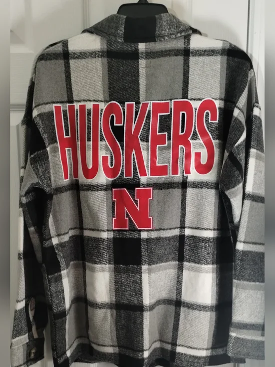 Gameday Couture Nebraska Huskers Plaid Black/White Shacket Jacket - Picture 3 of 15